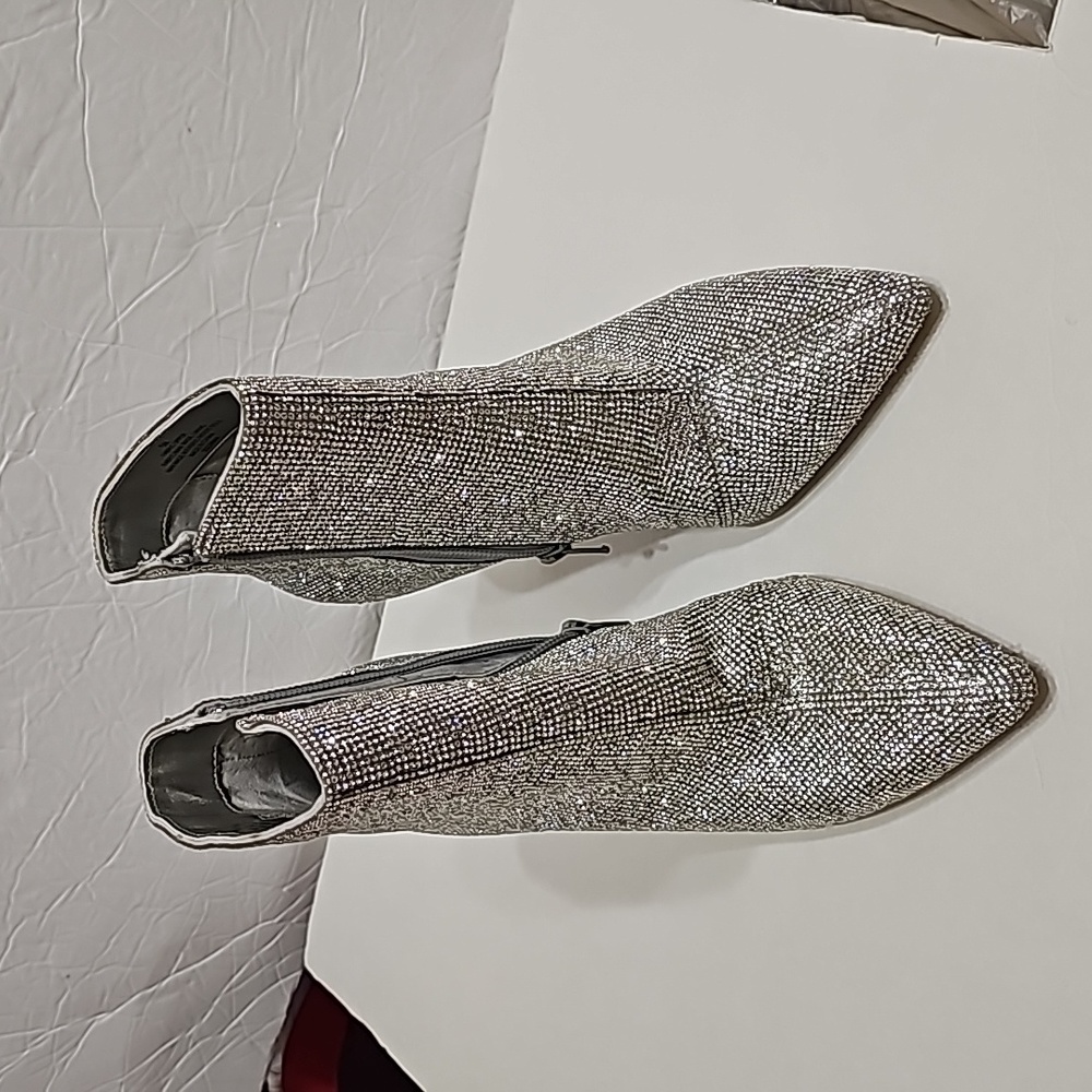 Rinestone Sparkling Stiletto Sequin Ankle Bootie - Picture 3 of 9